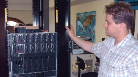 Kyle with server rack